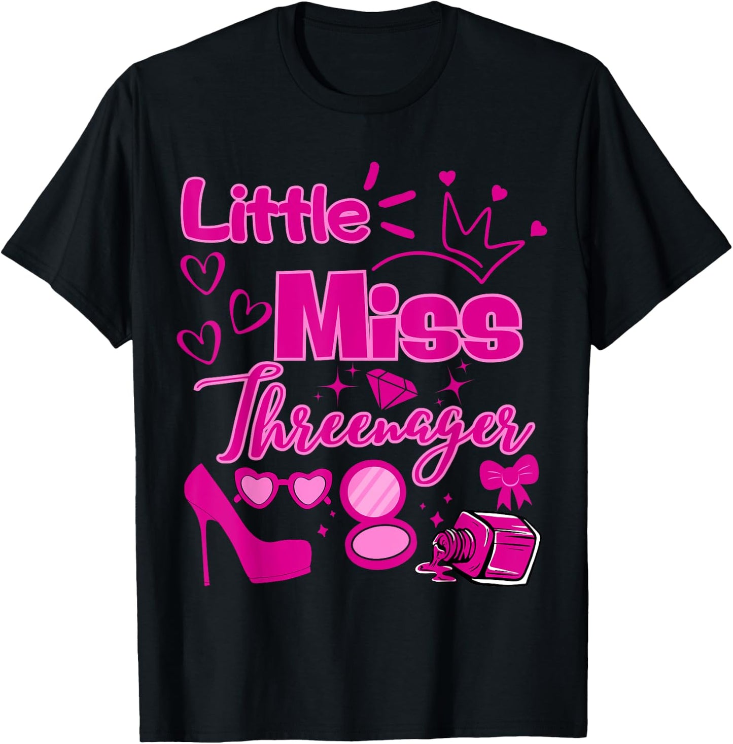 Miss Threenager 13 Birthday Girls Salon SPA Makeup Party T-Shirt - T-Shirt | Black