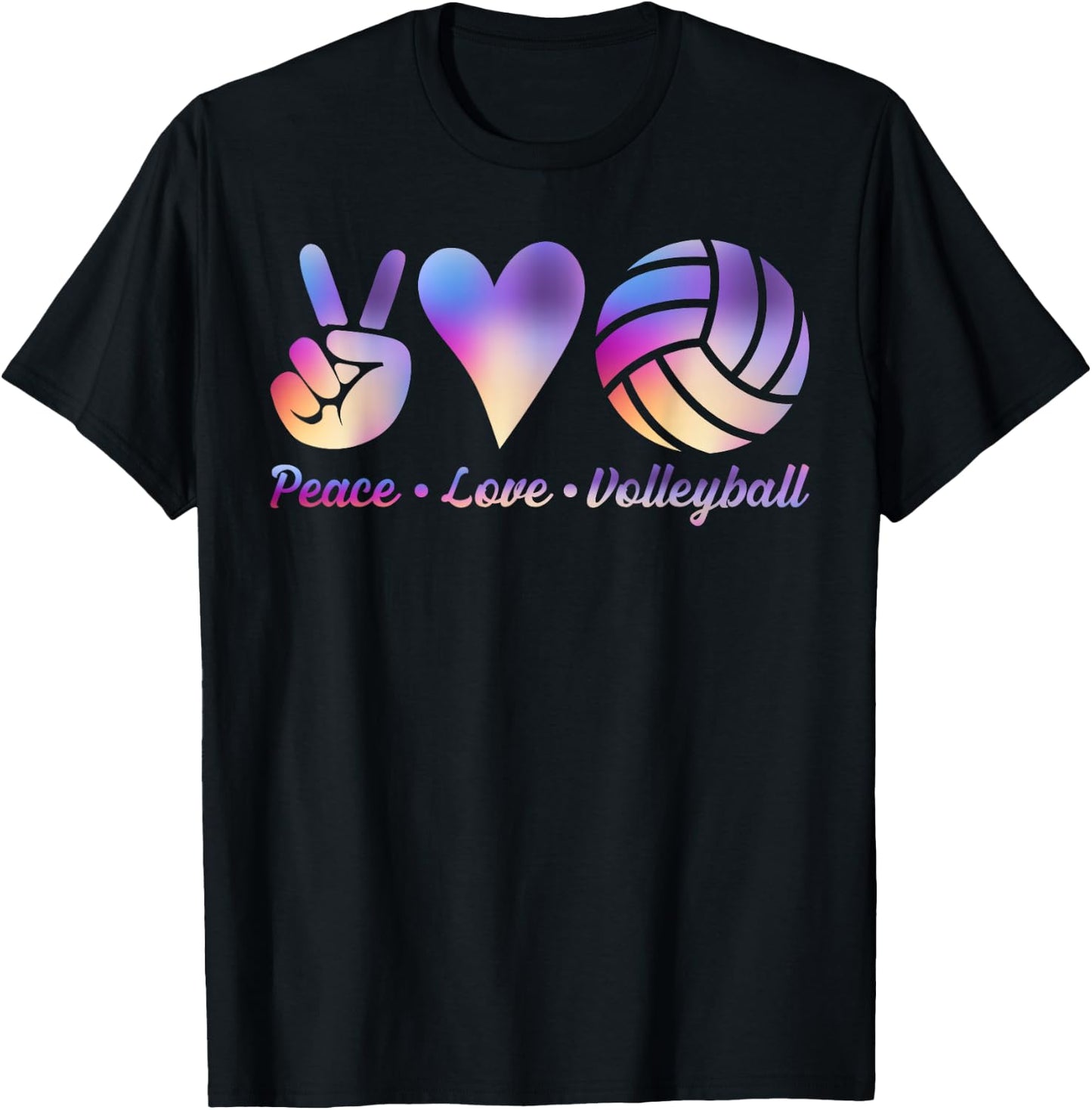 Cool Tie Dye Volleyball Shirt Peace Love Volleyball Design T-Shirt - T-Shirt | Black