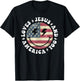 Loves Jesus and America Too God Christian 4th of July retro T-Shirt - T-Shirt | Black