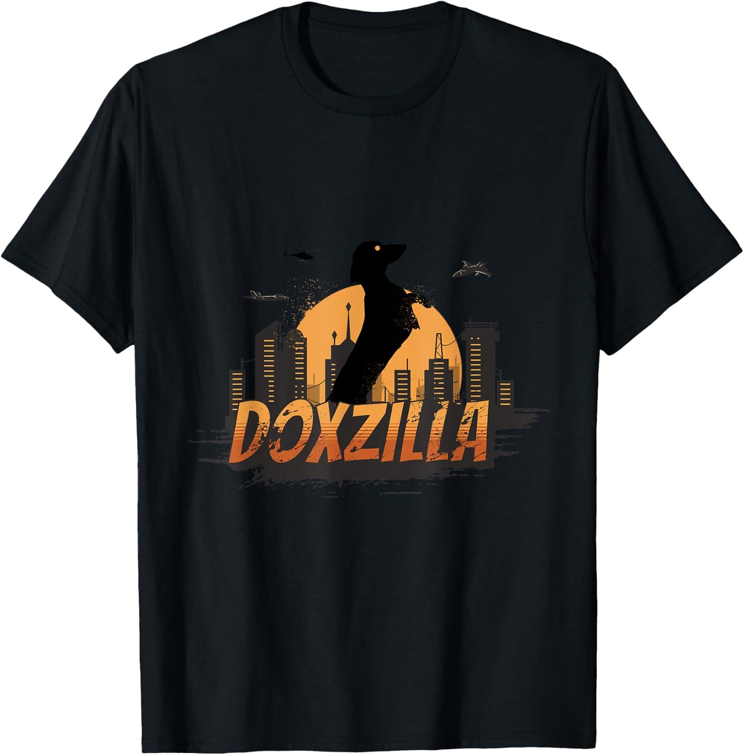 Doxzilla Funny Wiener Dog Dachshund Zilla Monster Funny Women Kids T-Shirt - T-Shirt | Black