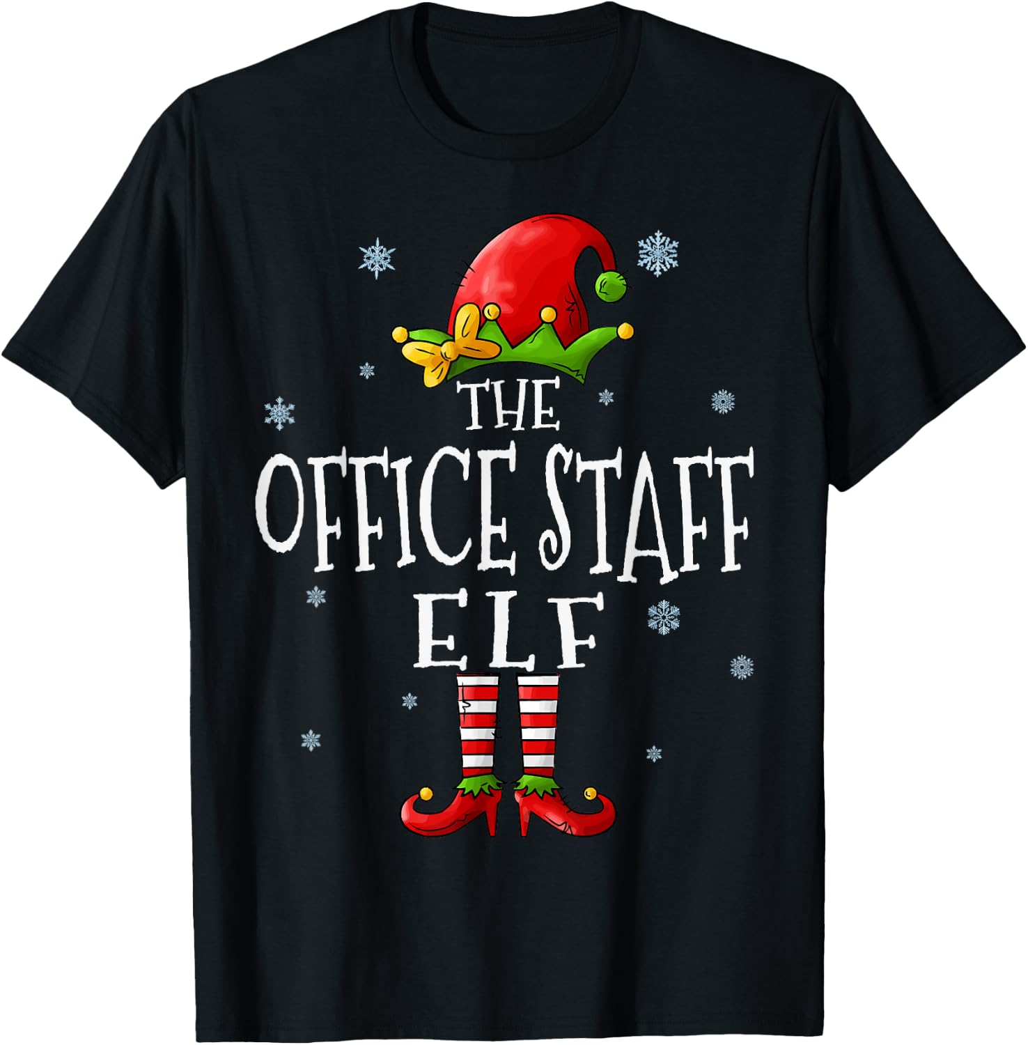 The Office Staff Elf Squad Funny Groupe Matching Christmas T-Shirt - T-Shirt | Black