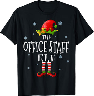 The Office Staff Elf Squad Funny Groupe Matching Christmas T-Shirt - T-Shirt | Black