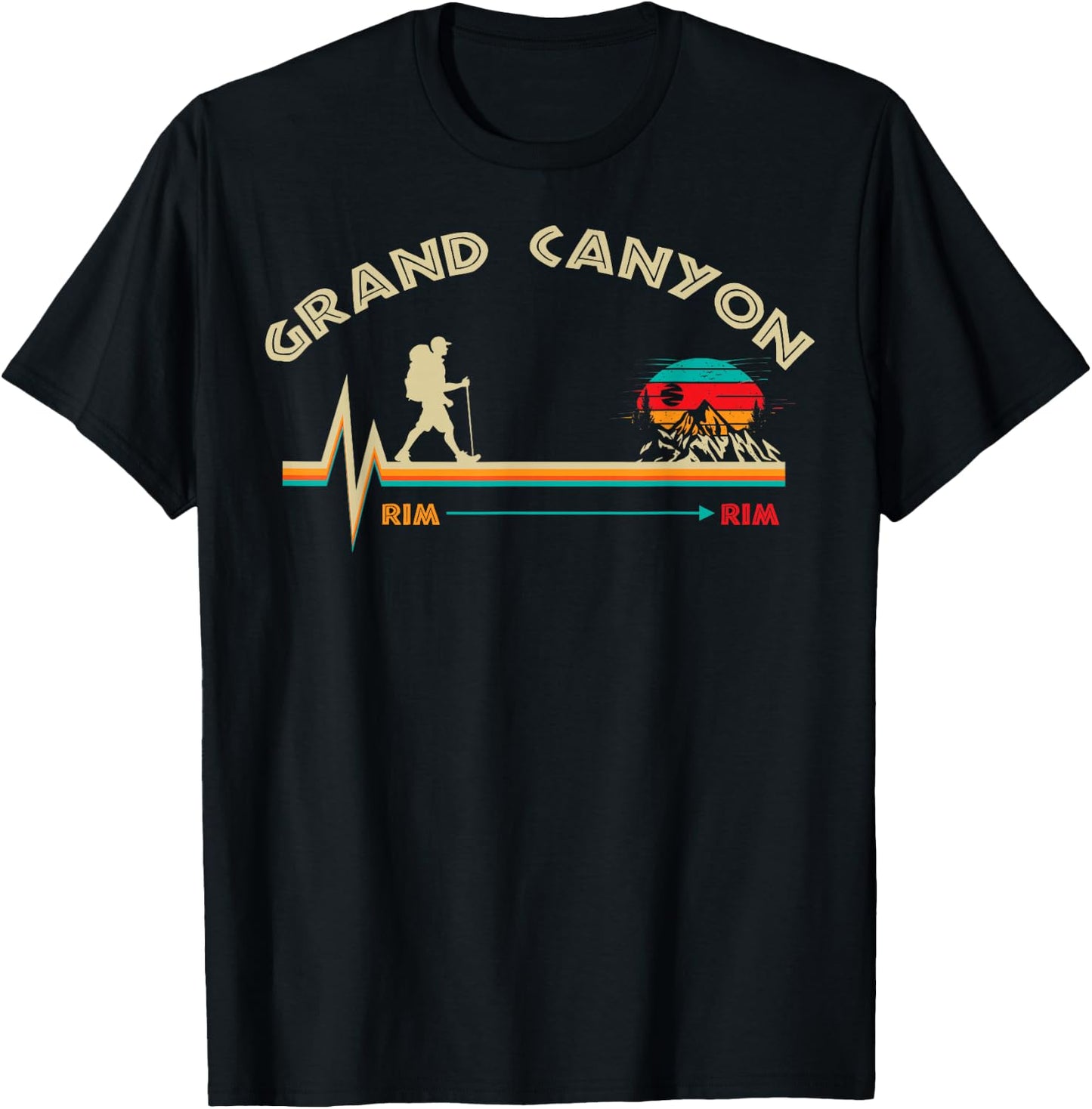 Grand Canyon National Park - Rim - Rim - Retro Hiking T-Shirt - T-Shirt | Black