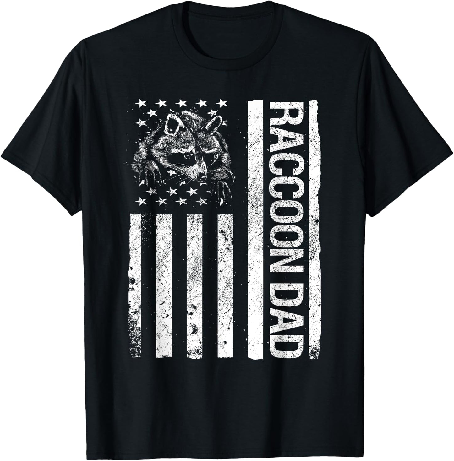 Raccoon Dad American USA Flag Funny Pet Raccoon Lover T-Shirt - T-Shirt | Black