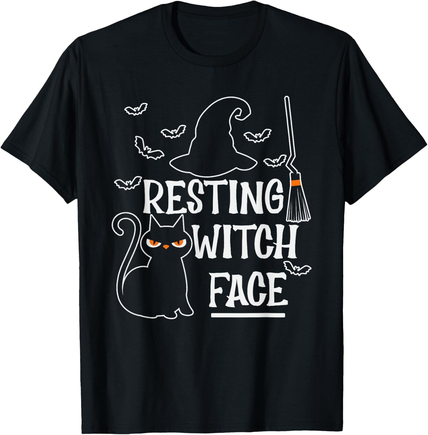 Resting Witch Face Halloween Design T-Shirt - T-Shirt | Black