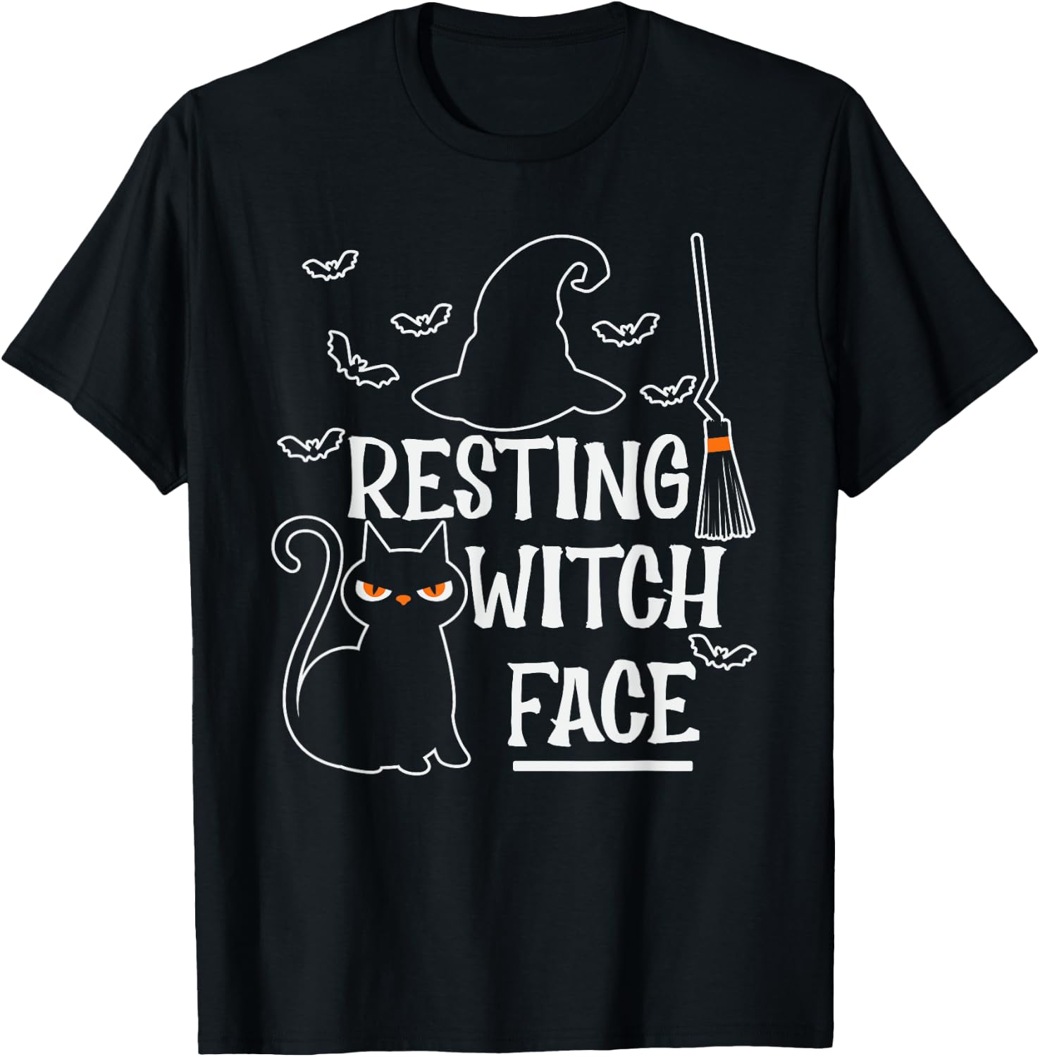 Resting Witch Face Halloween Design T-Shirt - T-Shirt | Black