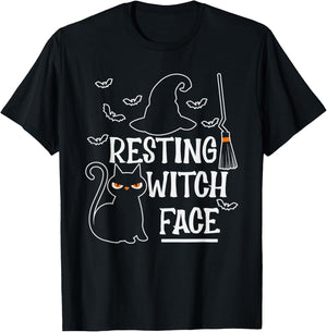 Resting Witch Face Halloween Design T-Shirt - T-Shirt | Black