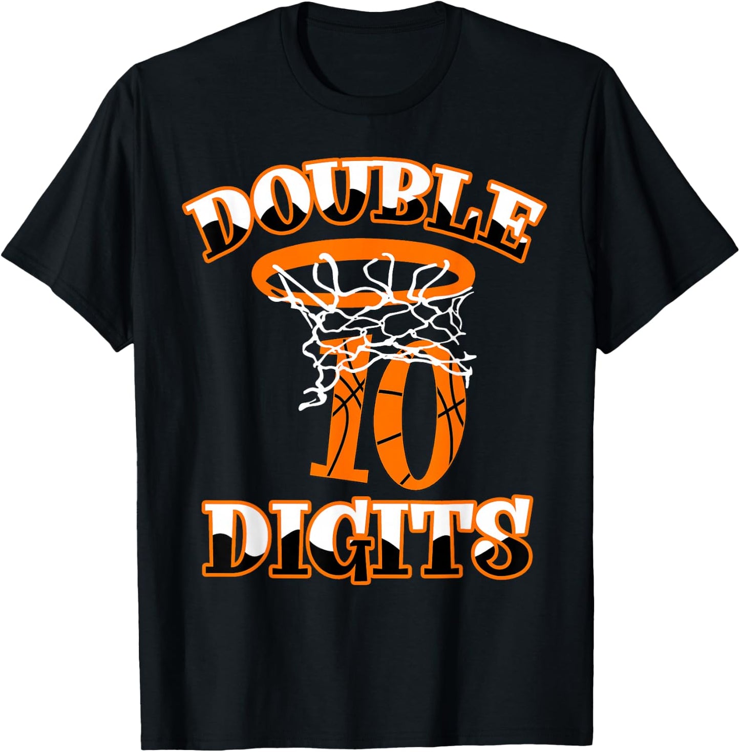 Double Digits Birthday Decorations Boy 10 Basketball 10th T-Shirt - T-Shirt | Black