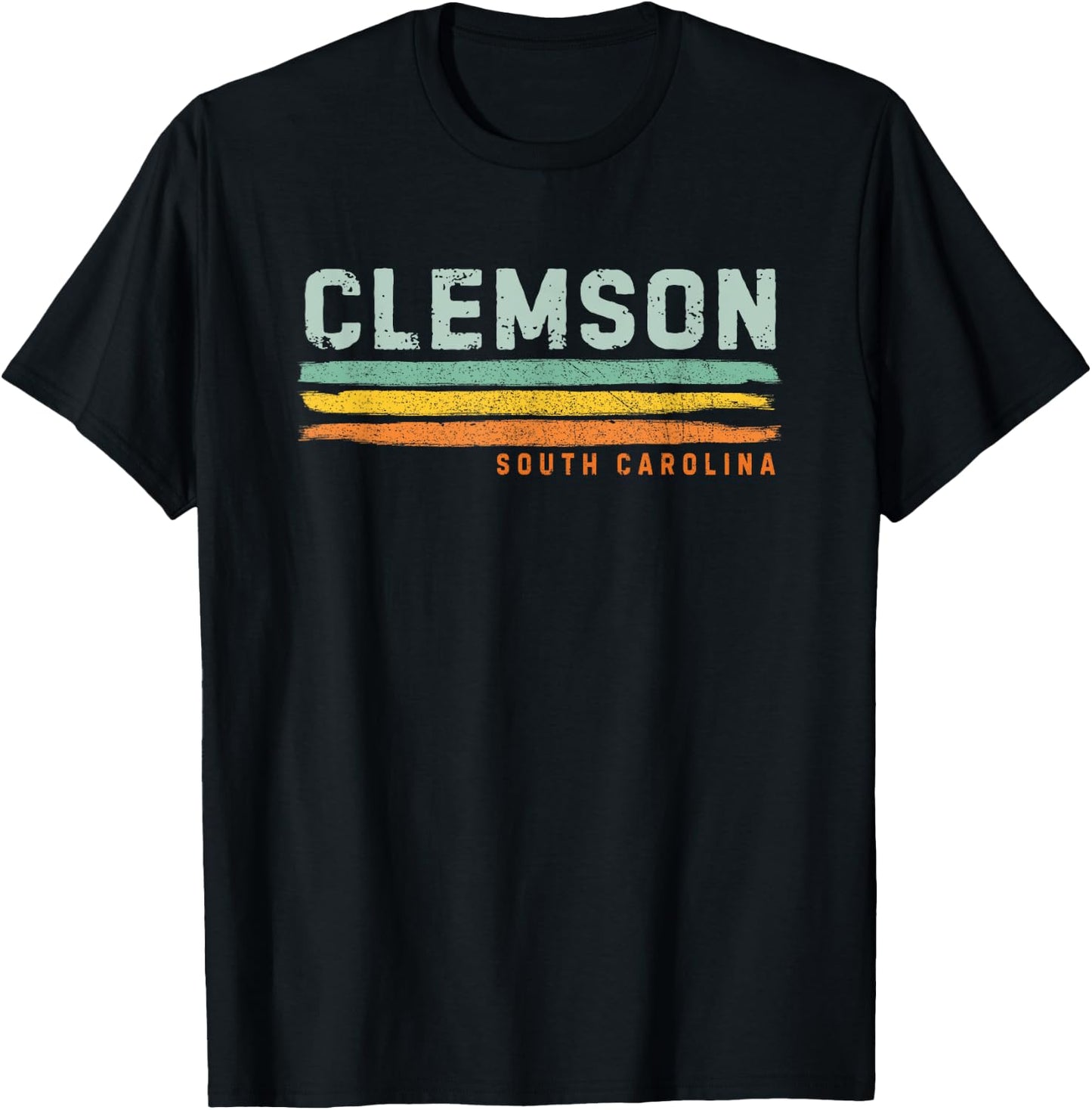 Vintage Stripes Clemson SC T-Shirt - T-Shirt | Black