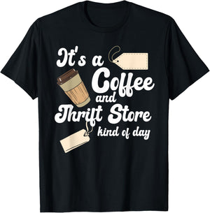 Thrift Store And Coffee Yard Sale Thrifting T-Shirt - T-Shirt | Black