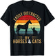 Easily Distracted By Horse And Cats Shirt Horse Riding Girls T-Shirt - T-Shirt | Black