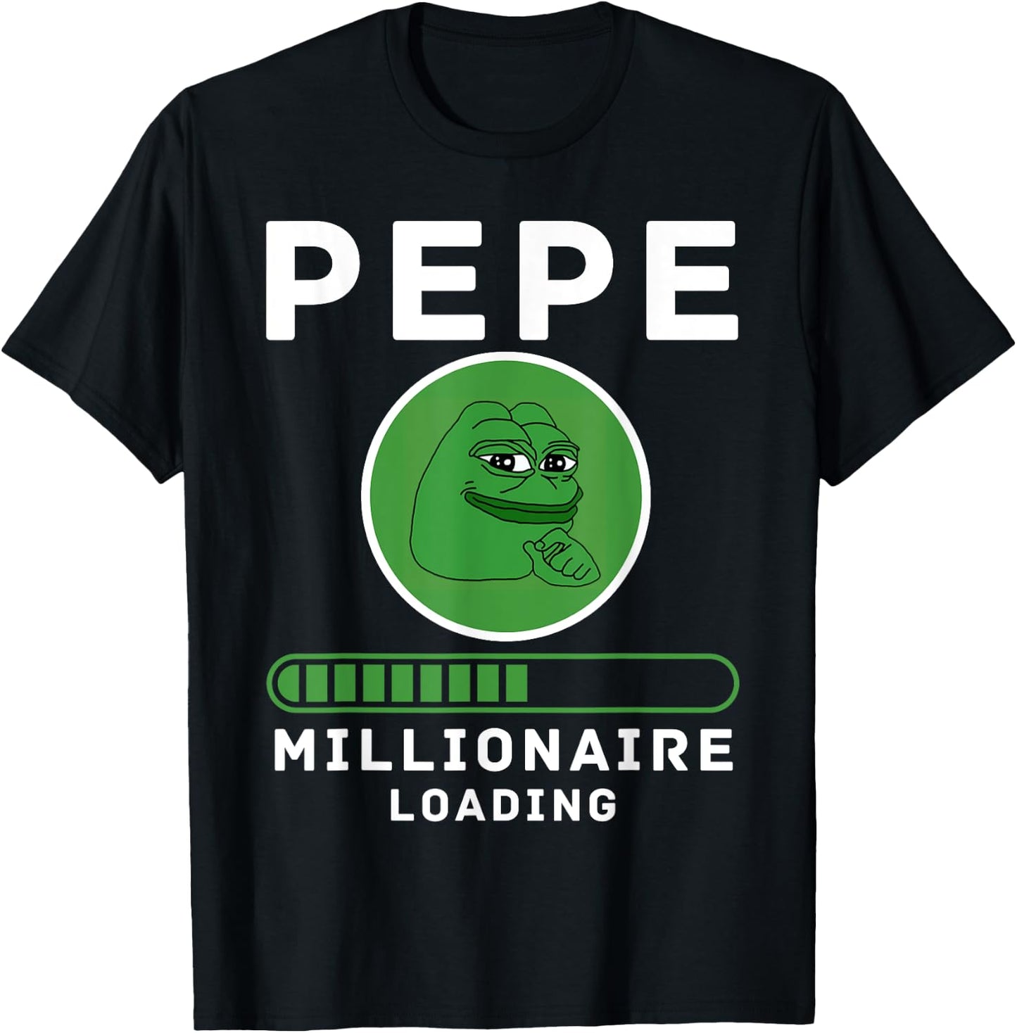 Pepe Millionaire Loading Crypto Meme Shitcoin T-Shirt - T-Shirt | Black