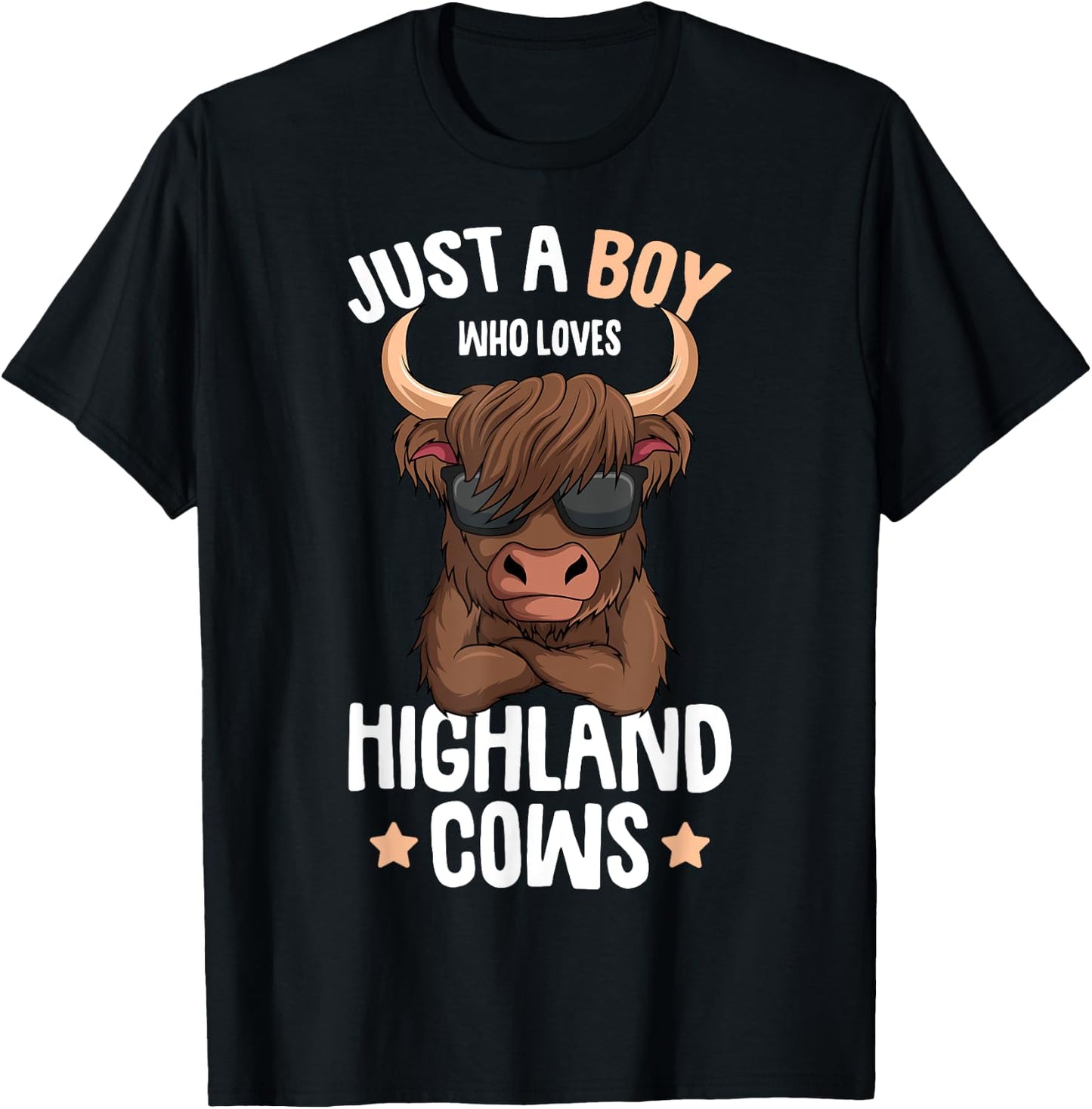 Just A Boy Who Loves Highland Cows Kids T-Shirt - T-Shirt | Black