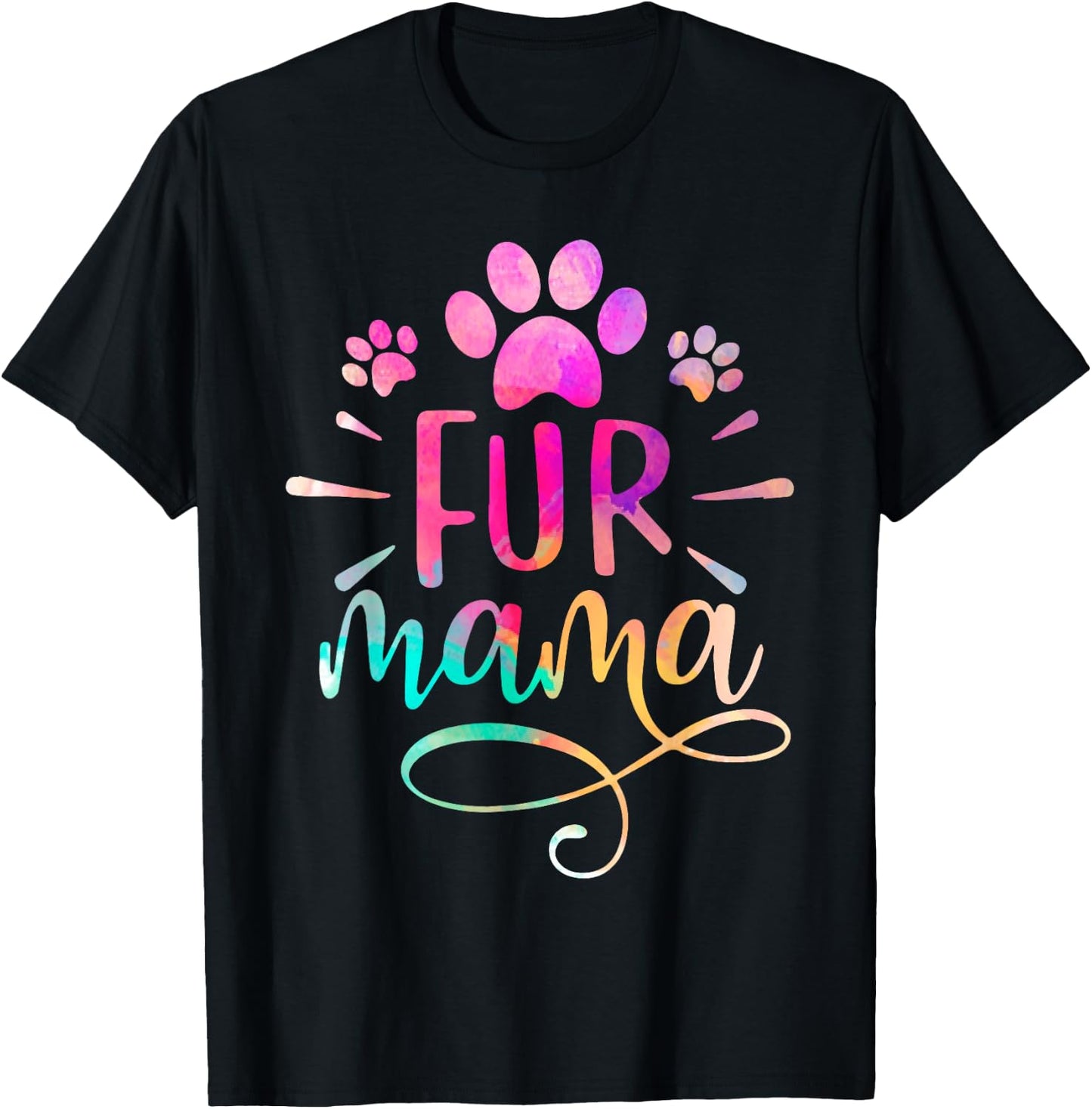 Fur Mama Women Cat and Dog Owner Cat mom dog mom T-Shirt - T-Shirt | Black