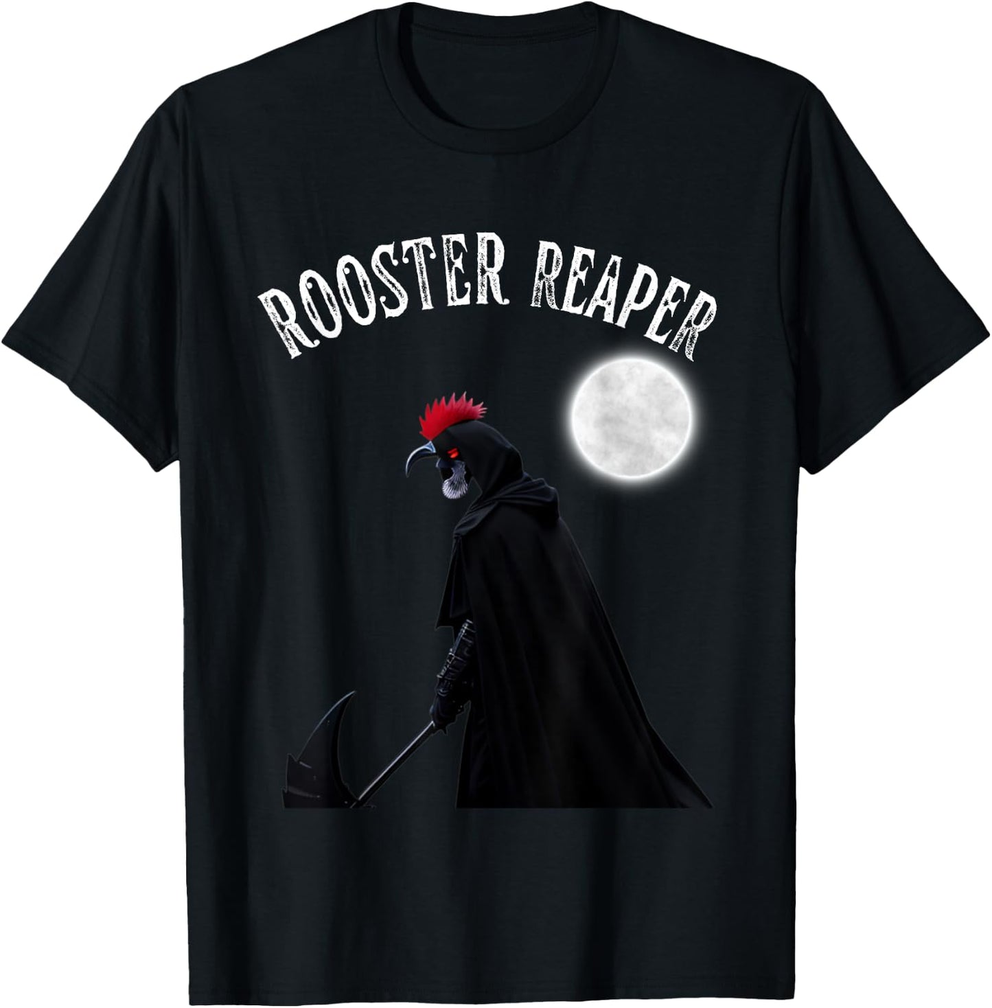 Halloween Scary Chicken Rooster Reaper Goth Farmer T-Shirt - T-Shirt | Black
