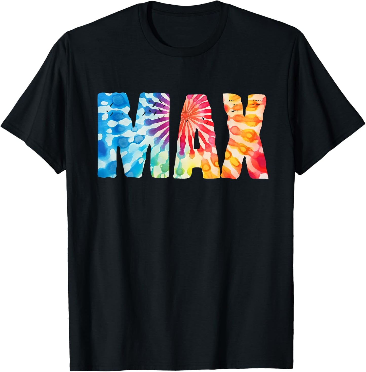 Max Tie Dye Color Burst Name T-Shirt - T-Shirt | Black
