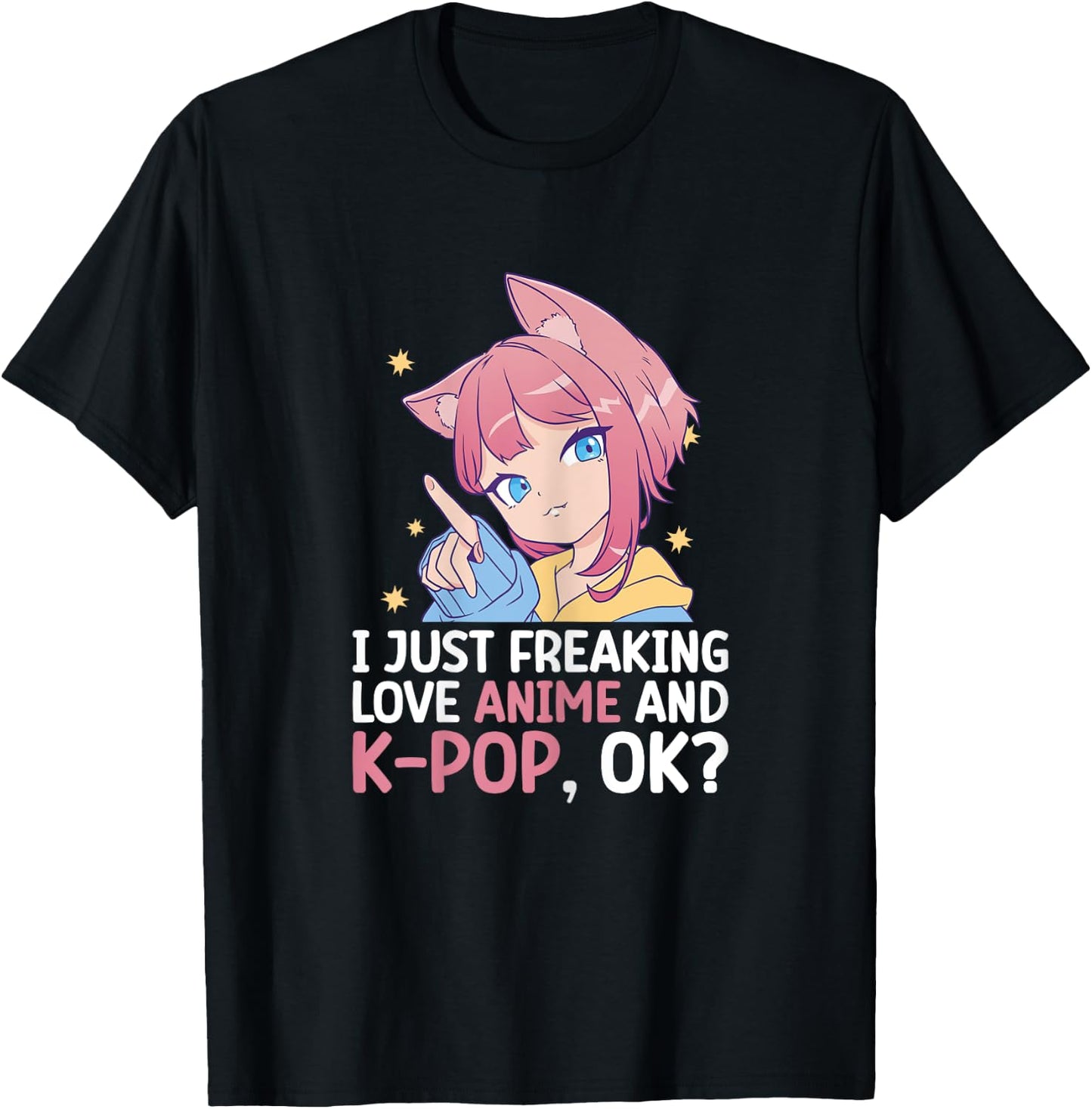 I Just Freaking Love Anime And K-Pop Kdrama Kpop Teen Girl T-Shirt - T-Shirt | Black