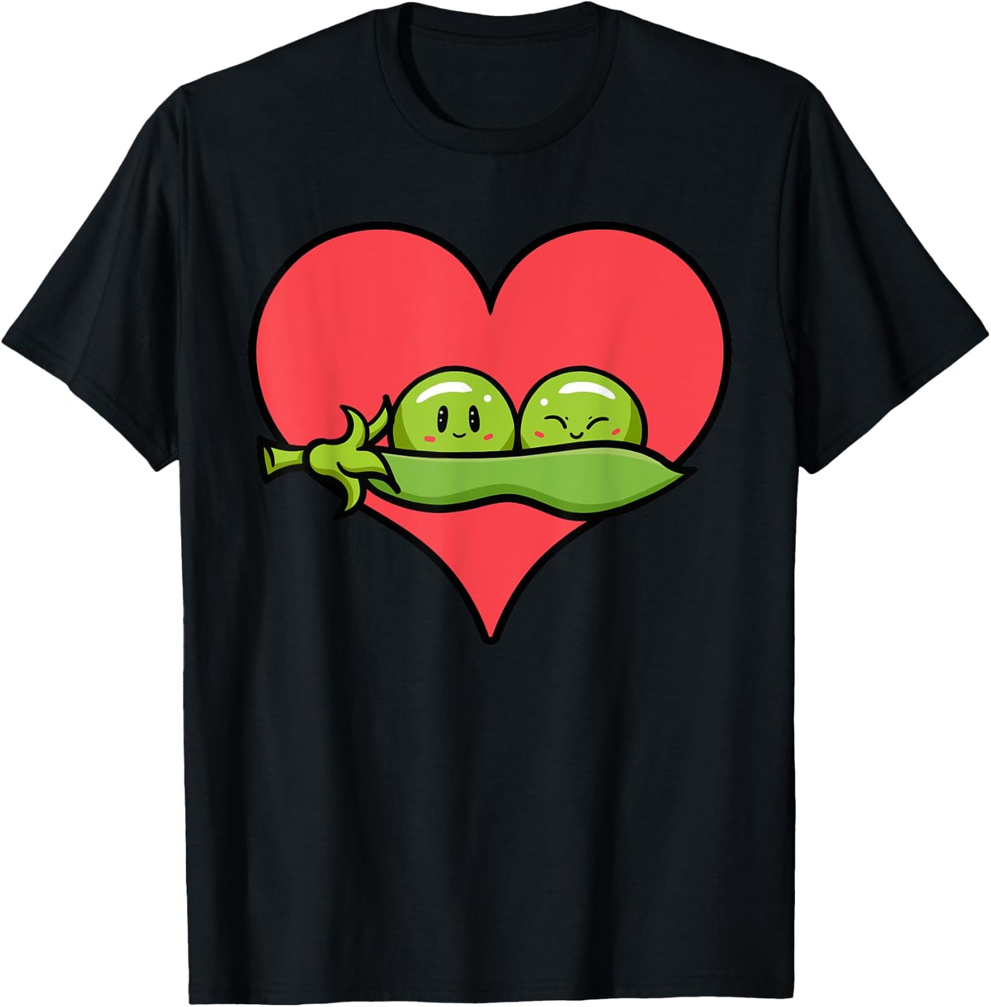 Pea Heart Vegetarian Seed Pod Flowering Plant Vegans T-Shirt - T-Shirt | Black