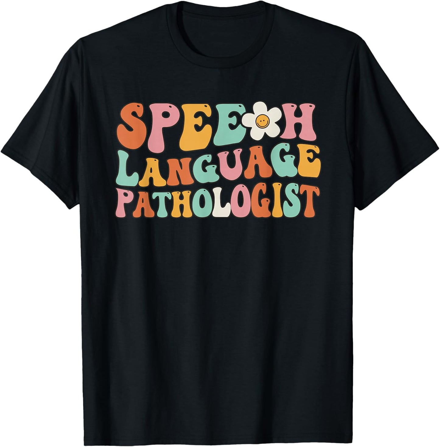 Speech Therapy Retro Groovy Speech Language Pathologist SLP T-Shirt - T-Shirt | Black