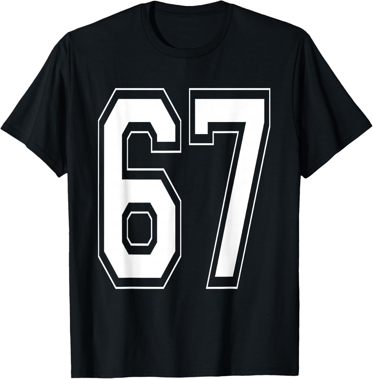 Number 67 Baseball Football Soccer Numbered Jersey T-Shirt - T-Shirt | Black