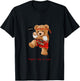 Cool Teddy Bear Man Boxing Fight Style Illustration Graphic T-Shirt - T-Shirt | Black