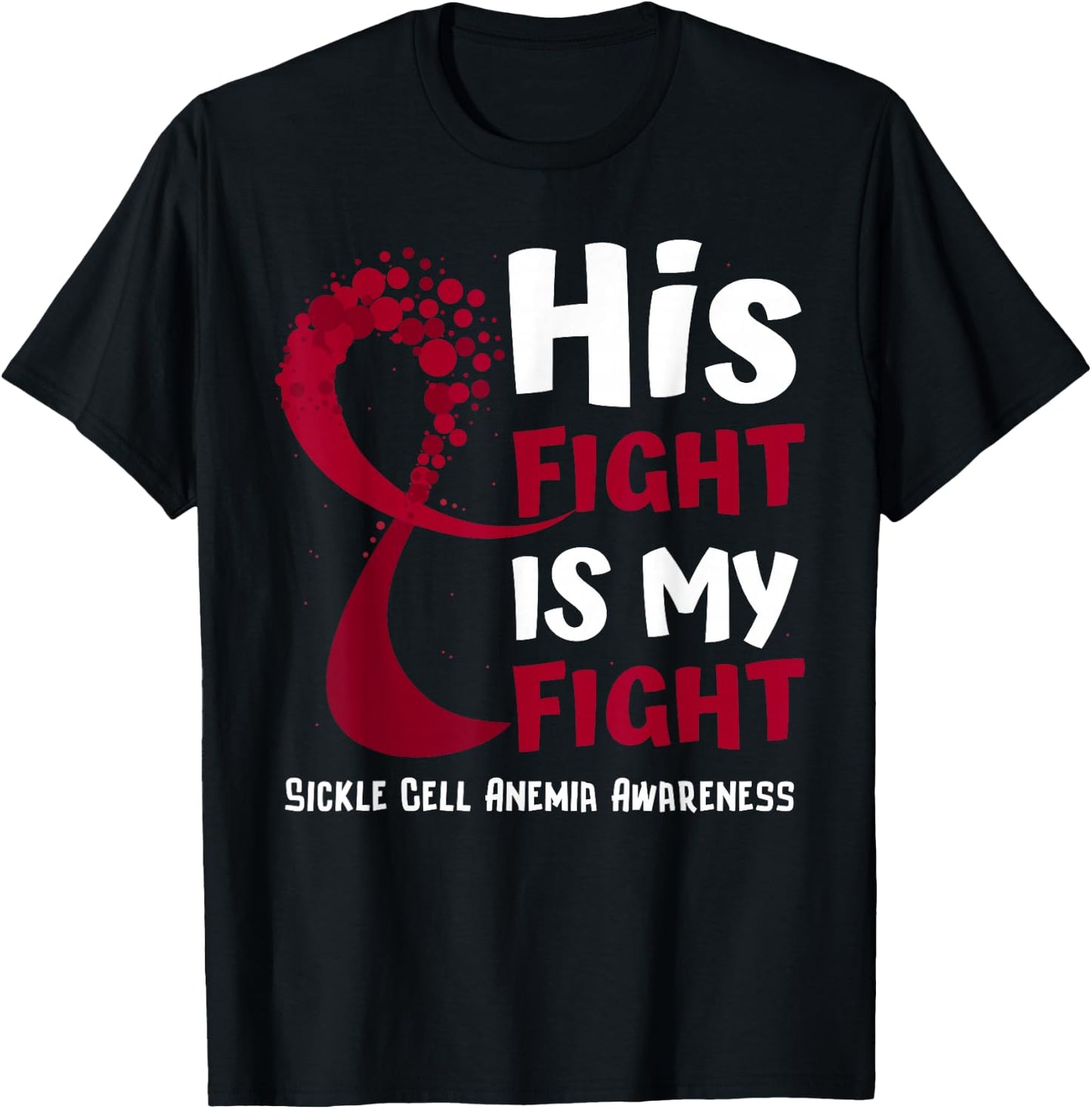 Sickle Cell Anemia Awareness Burgundy Ribbon Family Fighter T-Shirt - T-Shirt | Black