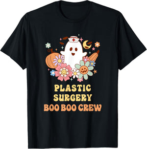 Plastic Surgery Boo Boo Crew Nurse Halloween T-Shirt - T-Shirt | Black