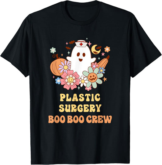 Plastic Surgery Boo Boo Crew Nurse Halloween T-Shirt - T-Shirt | Black