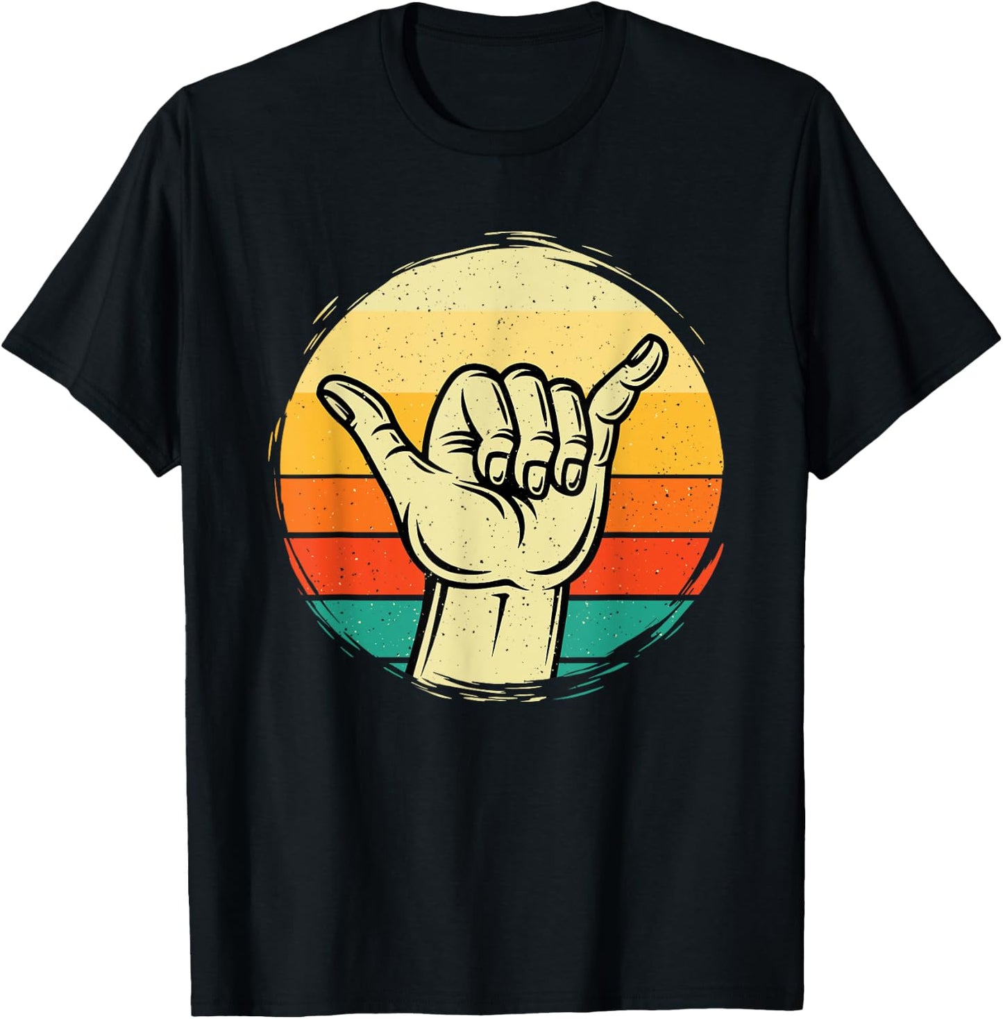 Good Vibe Shaka Hand Sign - Surfing Lover Surfboard Surfers T-Shirt - T-Shirt | Black