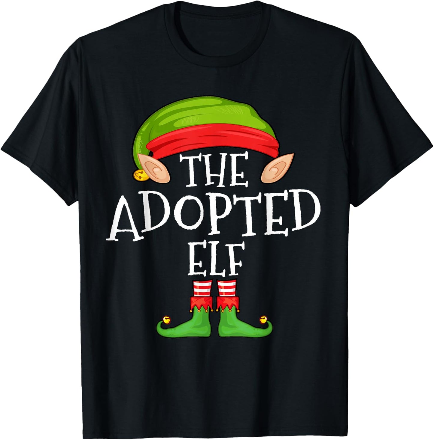 Xmas Adopted Elf Matching Shirt, Men Christmas Family Elf T-Shirt - T-Shirt | Black