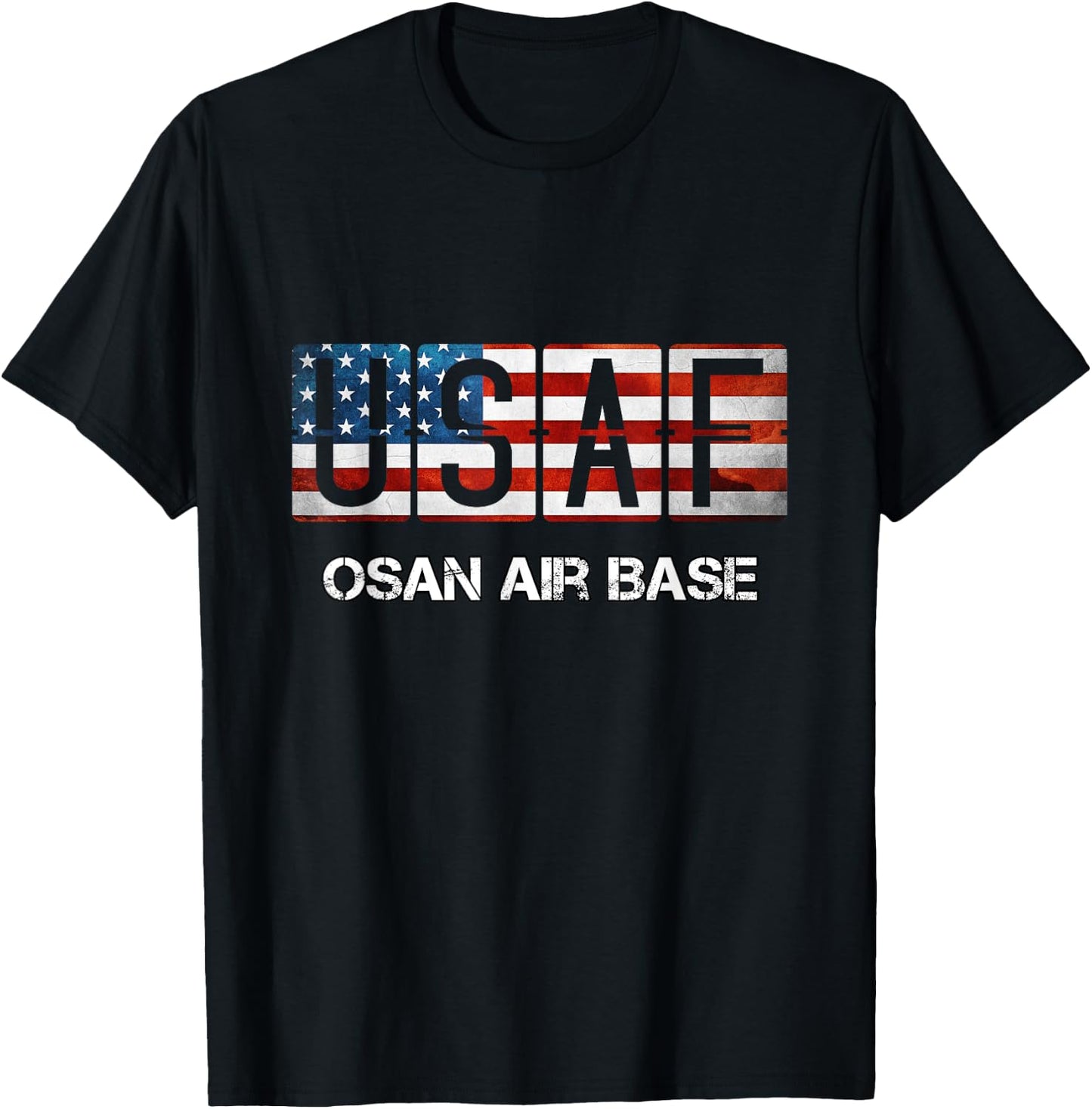 Osan Air Base US Flag T-Shirt - T-Shirt | Black