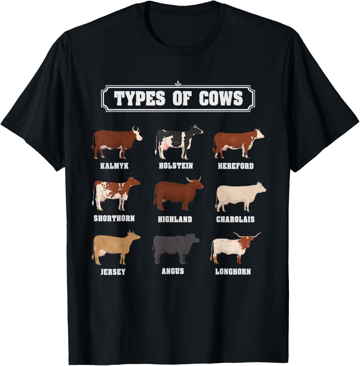 Types Of Cow & Cattle Ideas For Kids & Boys Farmer Costume T-Shirt - T-Shirt | Black
