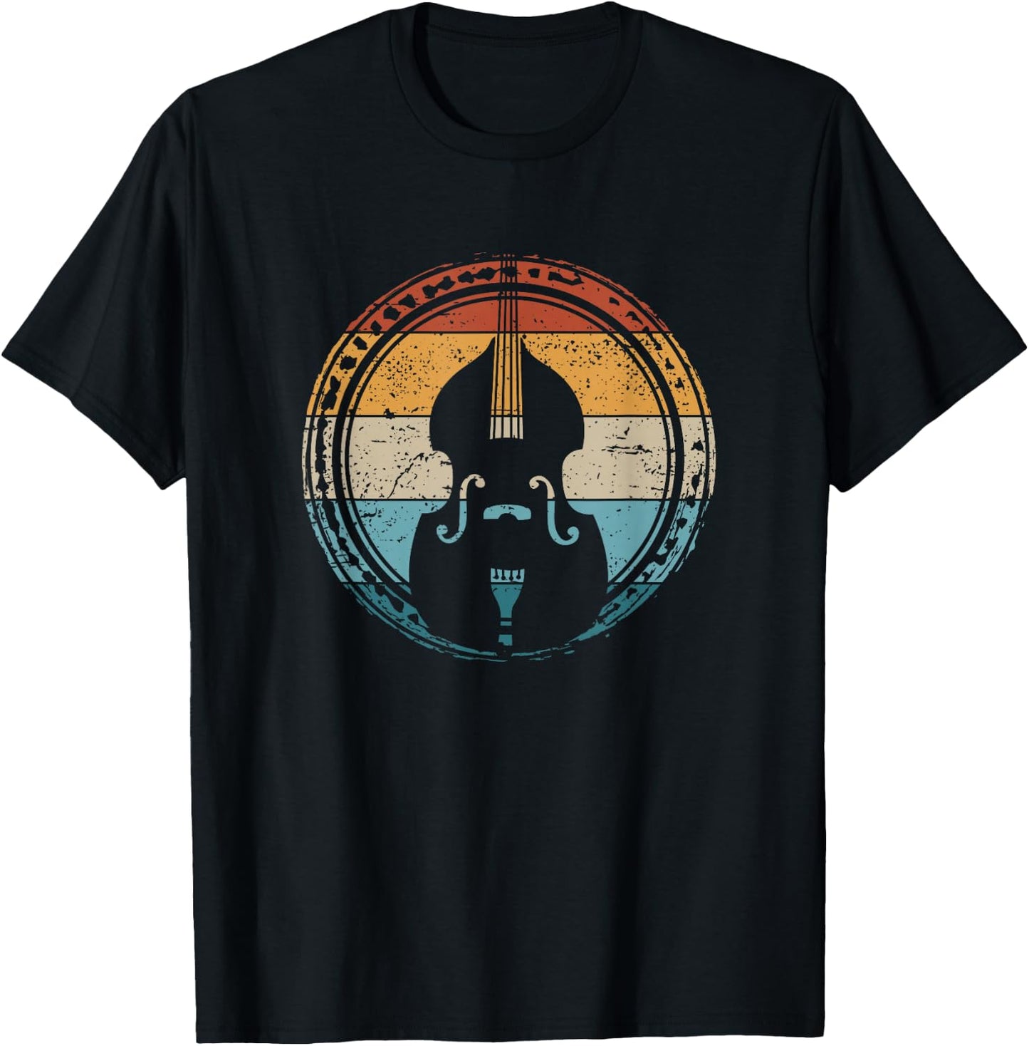 Upright Bass Gifts for Double Bass Players Contrabass Orchestra Upright Bass Retro Double Bass T-Shirt - T-Shirt | Black
