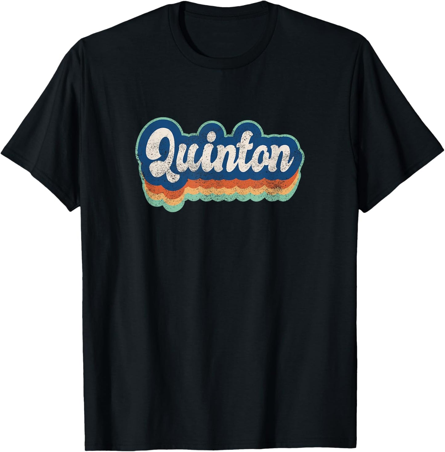 Quinton First Name Boy Vintage Style 70s 80s Personalized T-Shirt - T-Shirt | Black