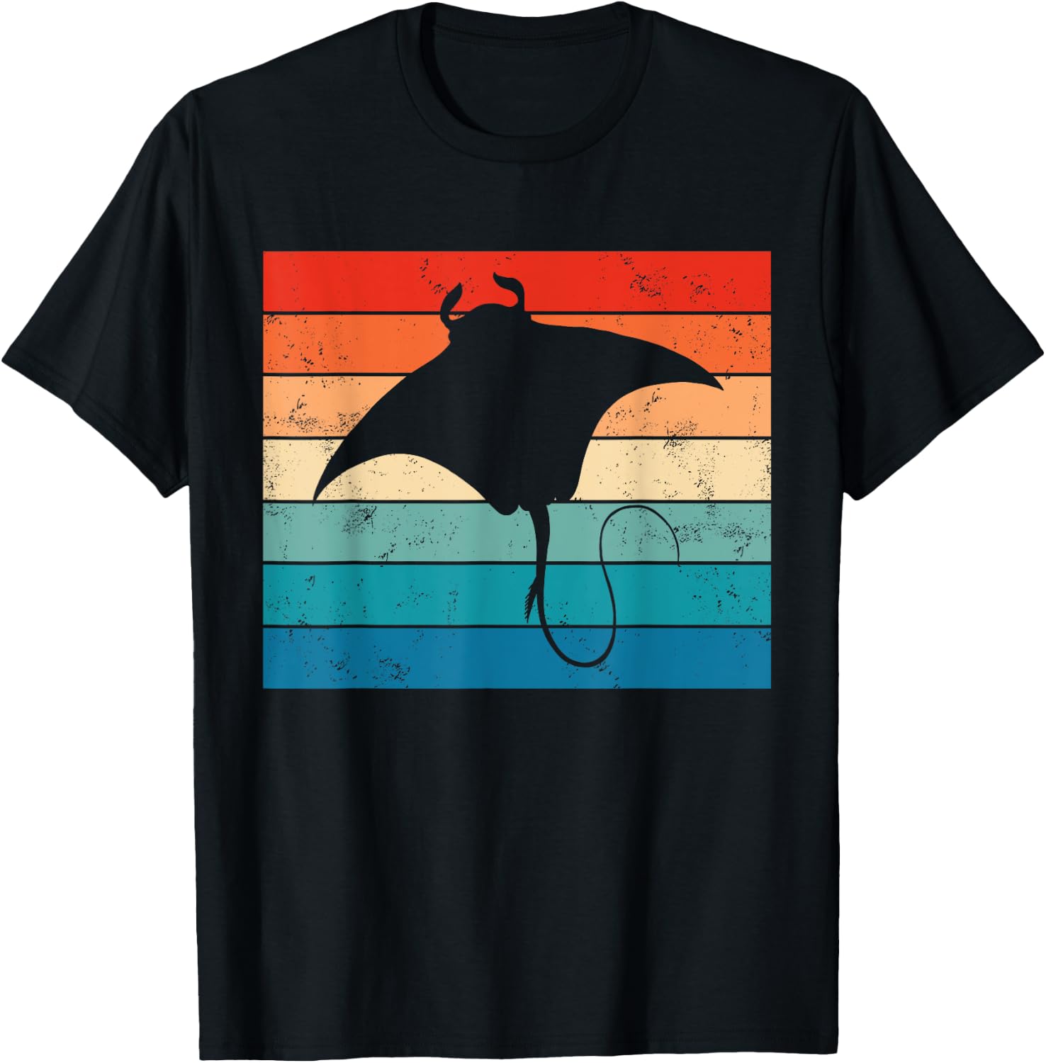 Ocean Animal Scuba Diving Stingray Retro Manta Ray Retro T-Shirt - T-Shirt | Black