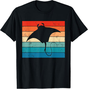 Ocean Animal Scuba Diving Stingray Retro Manta Ray Retro T-Shirt - T-Shirt | Black