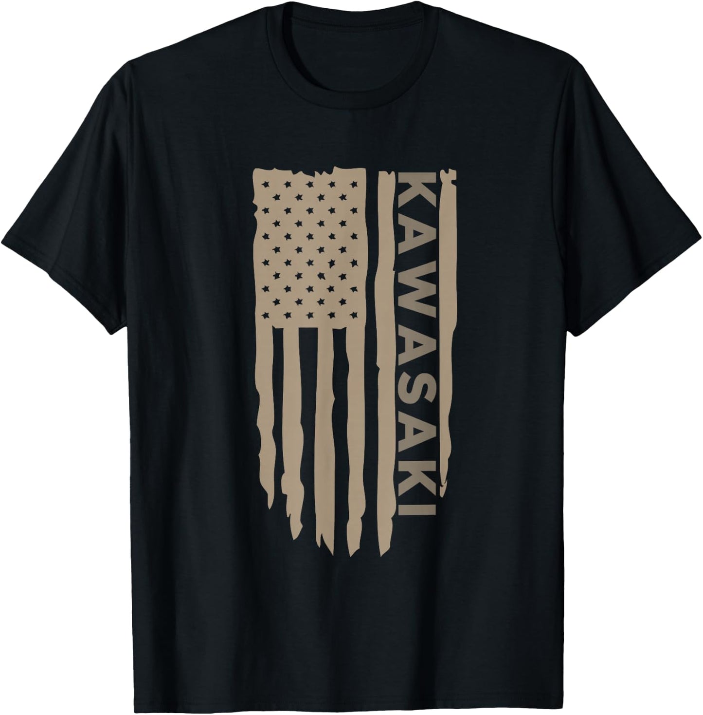 Wandering Wheels Men's Kawasaki American Flag T-Shirt - T-Shirt | Black