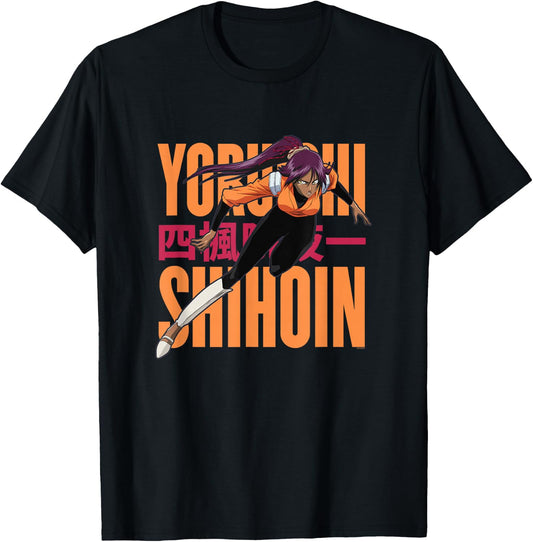 Bleach Yoruichi Shihoin Kanji Title Anime T-Shirt - T-Shirt | Black