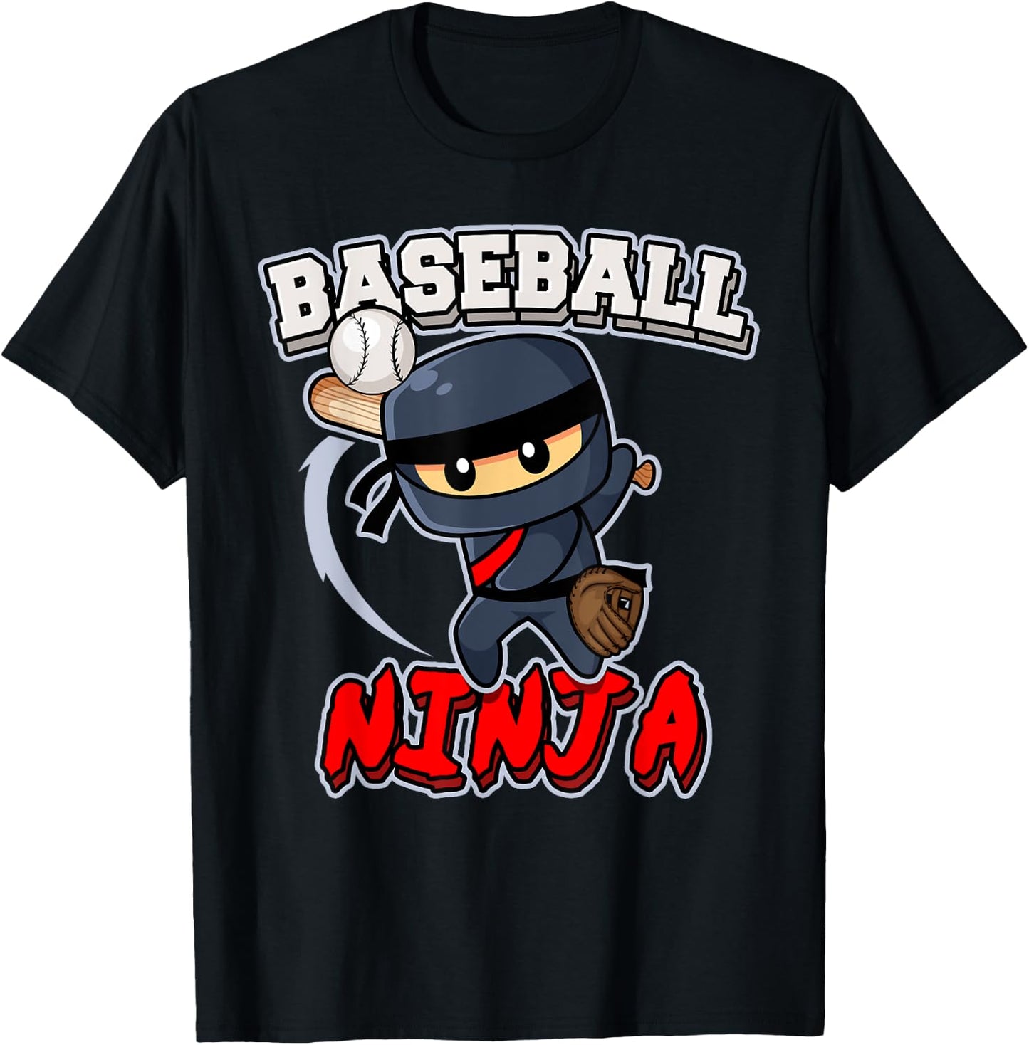 Baseball Ninja Player Batter Baseball T-Shirt - T-Shirt | Black