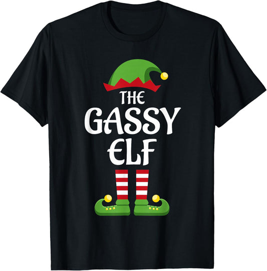 Gassy Elf Family Matching Group Christmas T-Shirt - T-Shirt | Black
