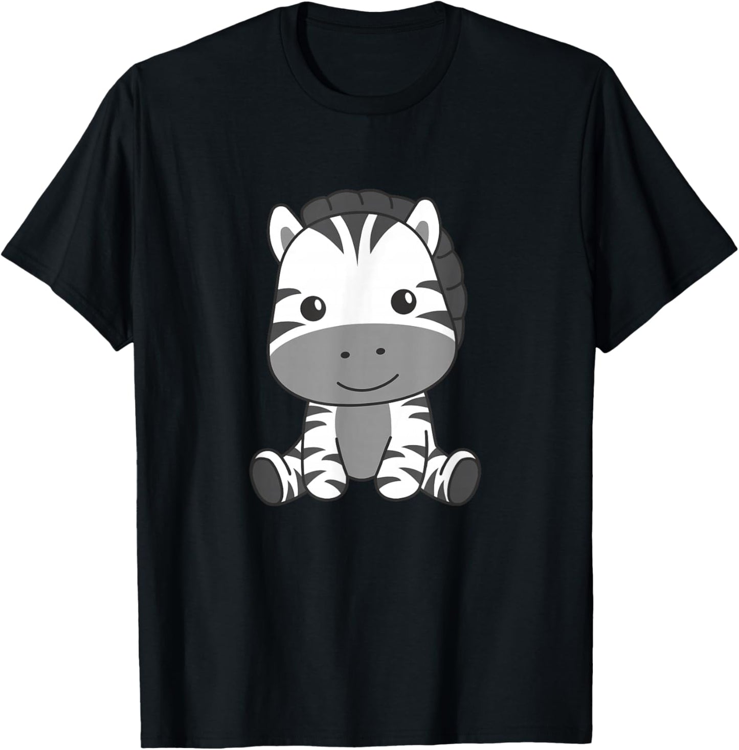 Zebra Cute Animals for Children Manga Zebra T-Shirt - T-Shirt | Black