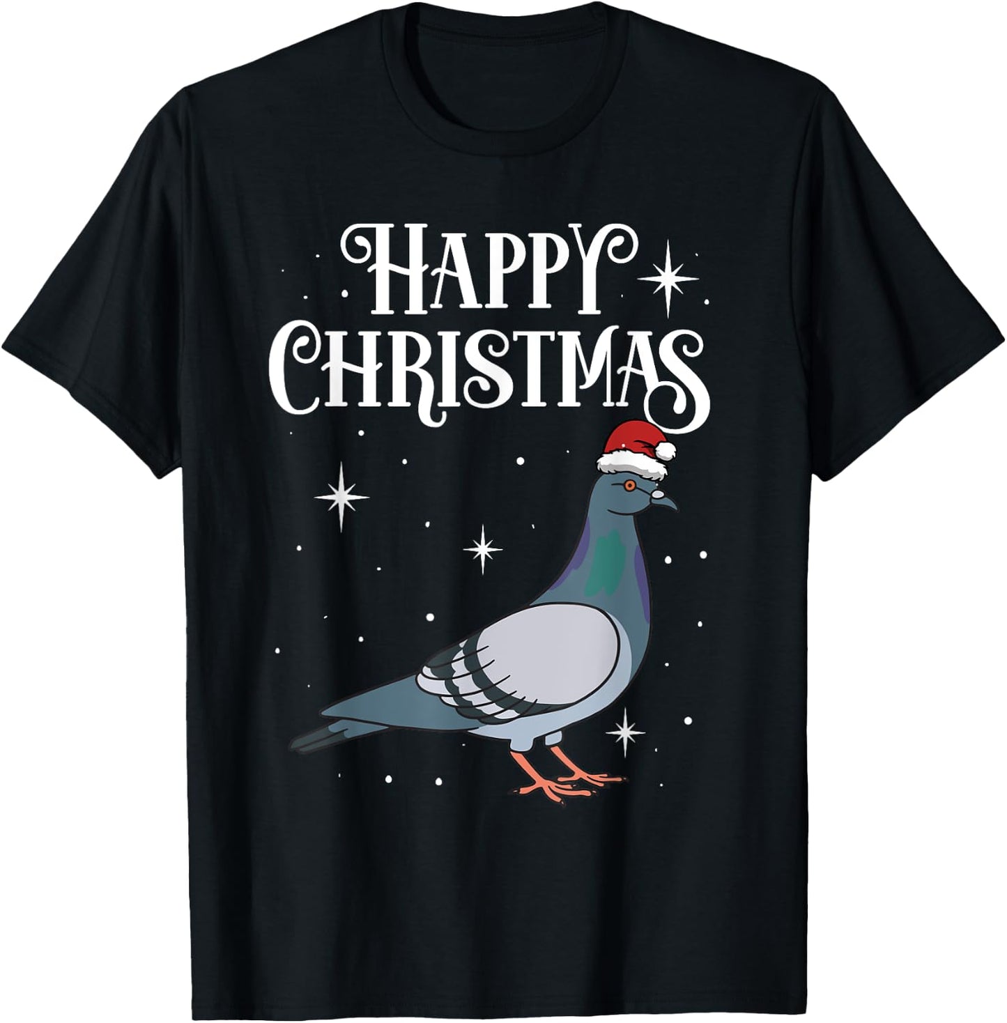 Happy Christmas Santa Hat Pigeon Breeders Birding T-Shirt - T-Shirt | Black