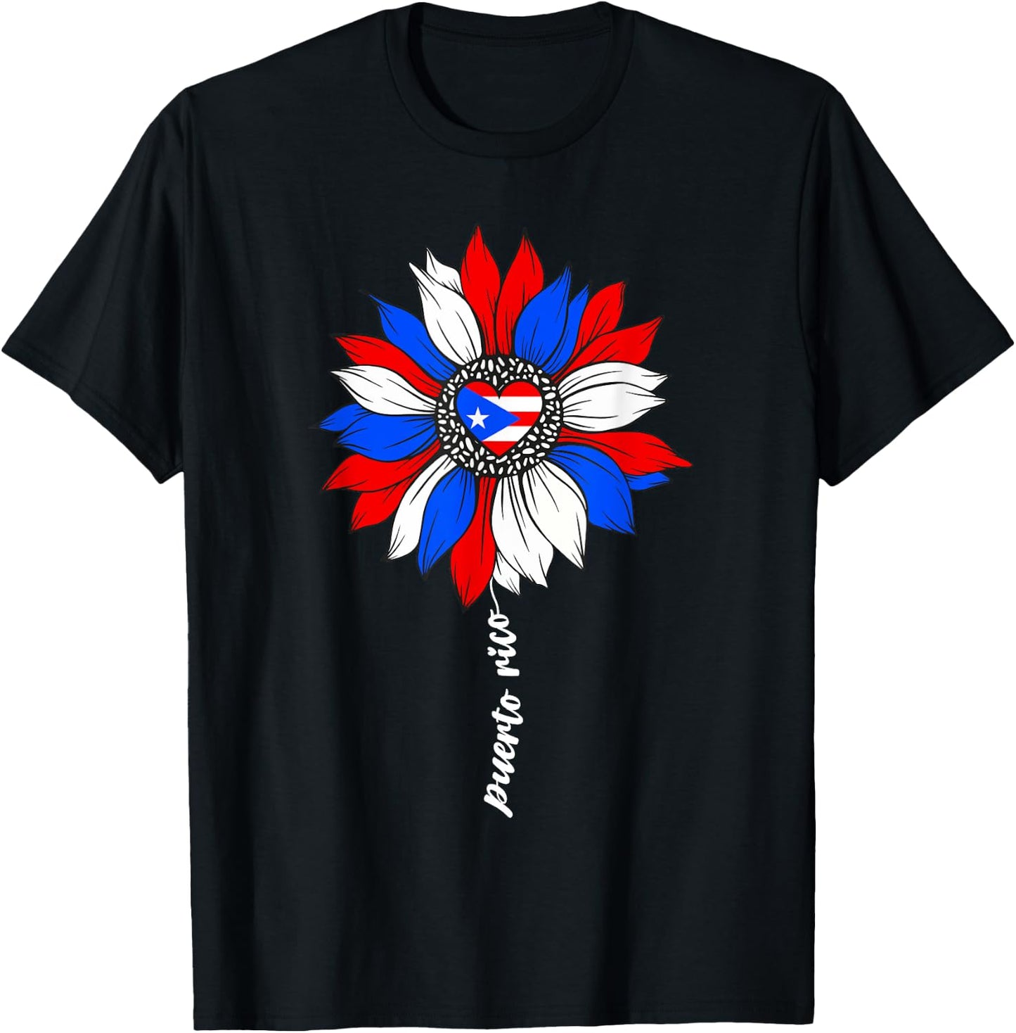Puerto Rican Sunflower Heritage Puerto Rico PR Flag Boricua T-Shirt - T-Shirt | Black