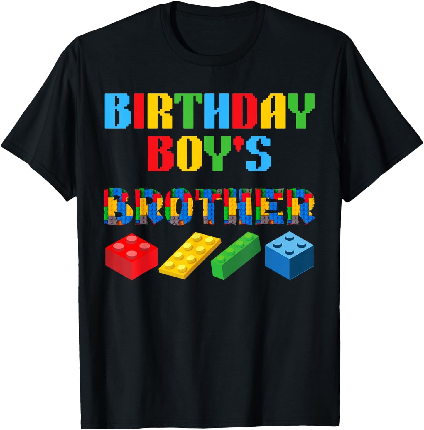 Brother Birthday Boy's Blocks Building Master Builder Funny T-Shirt - T-Shirt | Black
