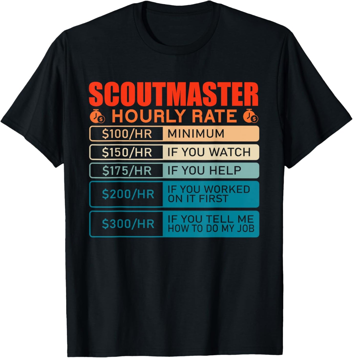 Scoutmaster Vintage Hourly Rate T-Shirt - T-Shirt | Black