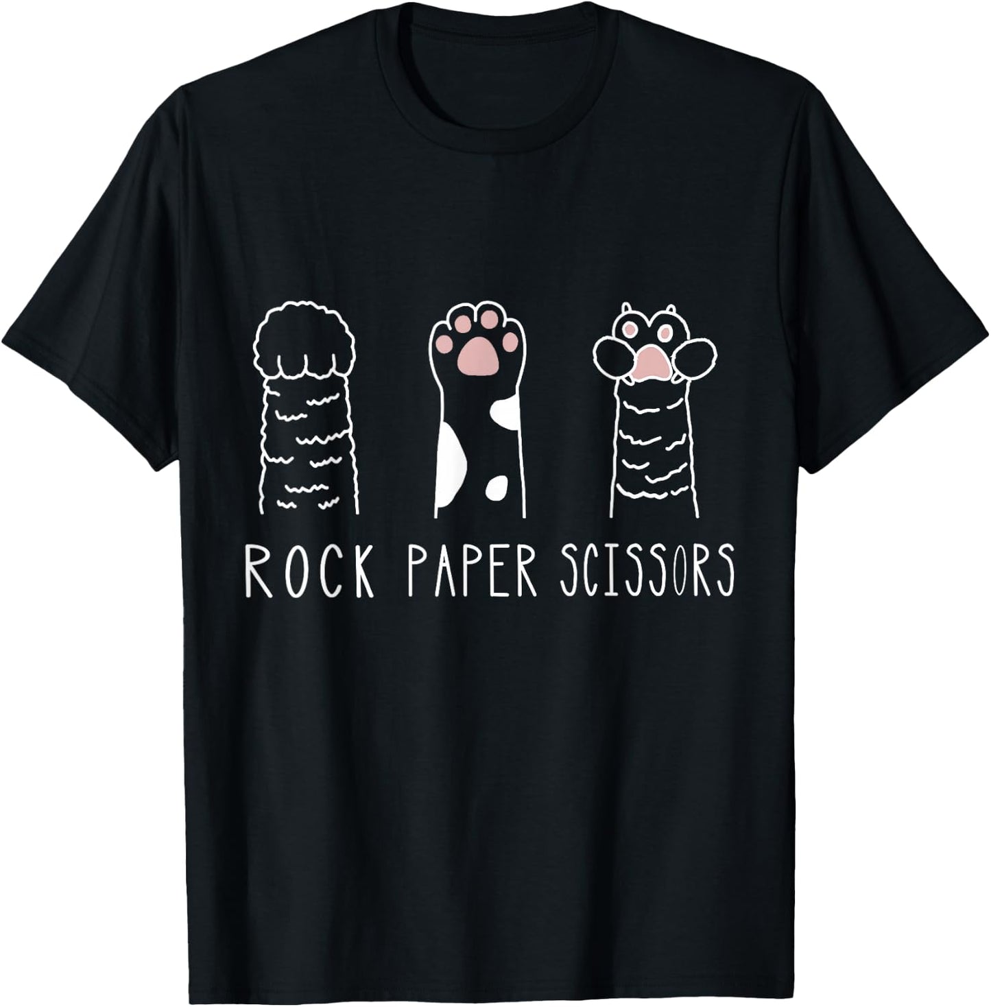 Rock Paper Scissors Cat Paw Hand Game T-Shirt - T-Shirt | Black