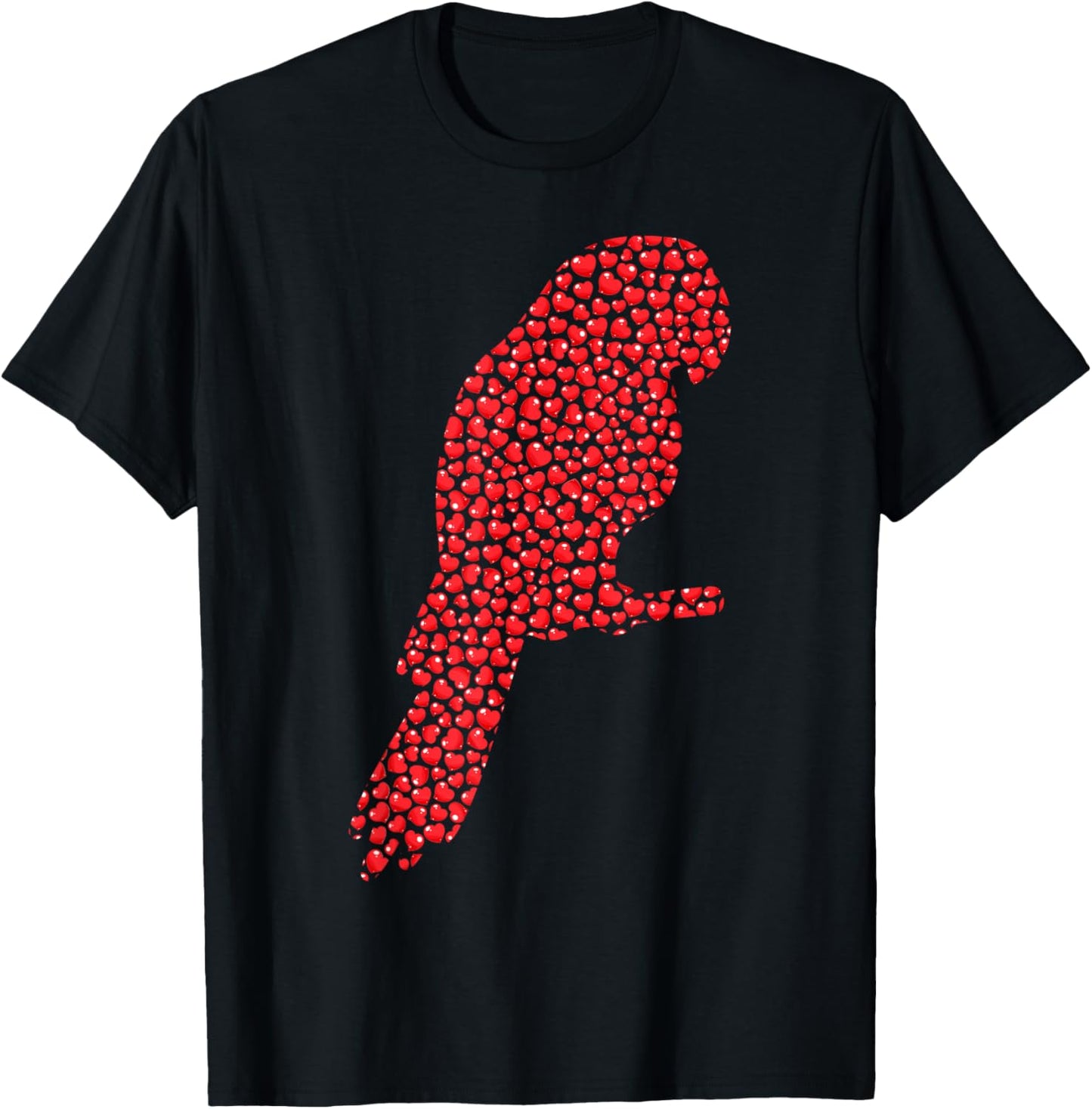 Parrot Bird Lover Heart Shape Parrot Valentine's Day T-Shirt - T-Shirt | Black