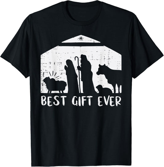 Christmas Best Gift Nativity Xmas Christian Men Women Kids T-Shirt - T-Shirt | Black