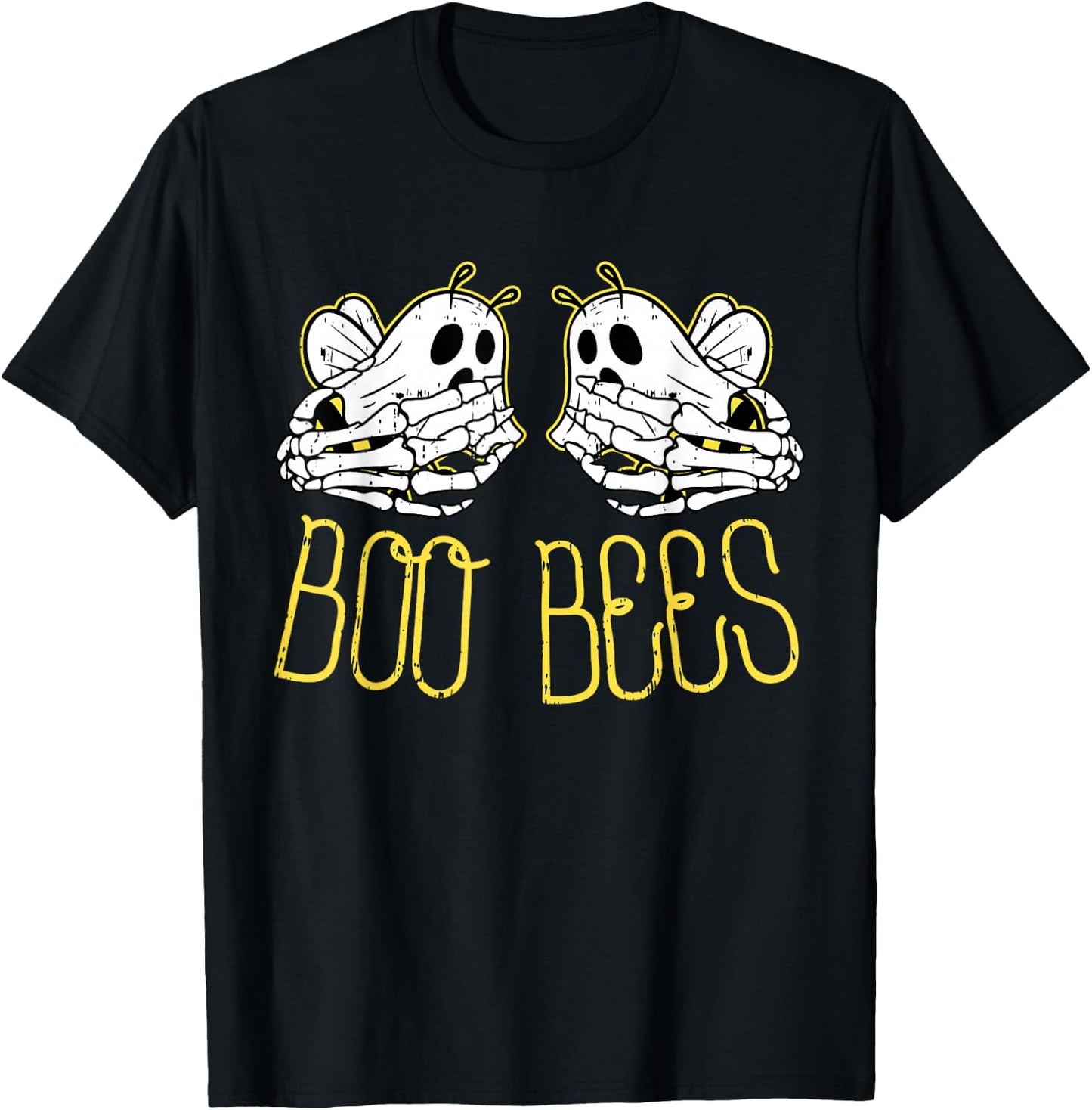 Boo Bees Skeleton Hand Funny Halloween Couple Costume T-Shirt - T-Shirt | Black