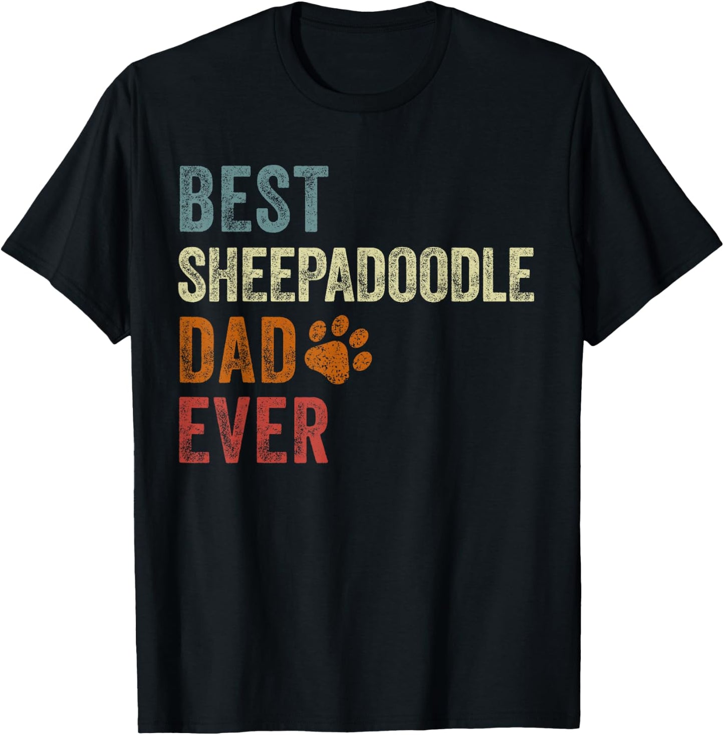 Retro Best Sheepadoodle Dad Ever Sheepadoodle Father's Day T-Shirt - T-Shirt | Black